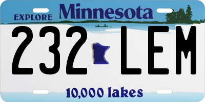 MN license plate 232LEM