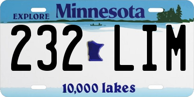 MN license plate 232LIM