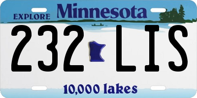 MN license plate 232LIS
