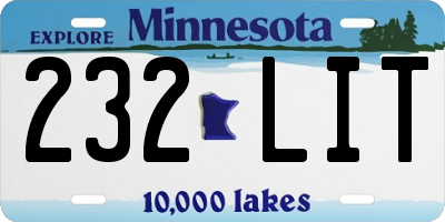 MN license plate 232LIT