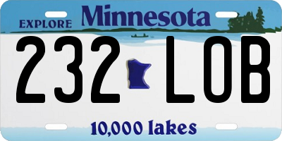 MN license plate 232LOB