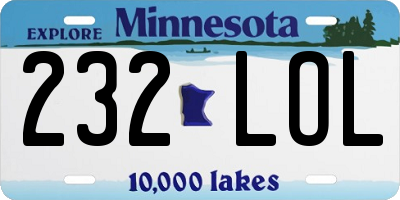 MN license plate 232LOL