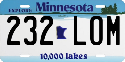 MN license plate 232LOM