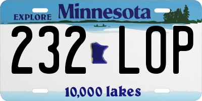 MN license plate 232LOP