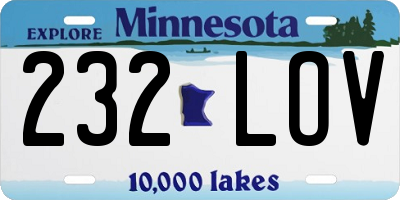 MN license plate 232LOV