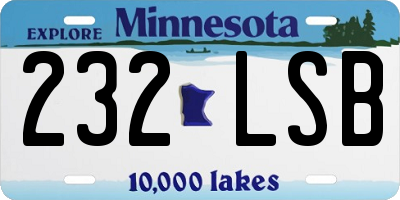 MN license plate 232LSB
