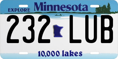 MN license plate 232LUB