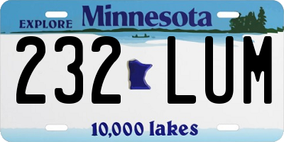 MN license plate 232LUM
