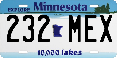 MN license plate 232MEX