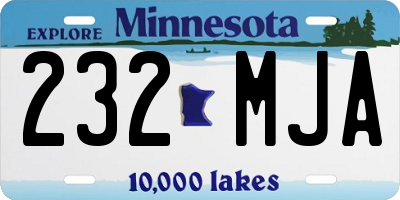 MN license plate 232MJA