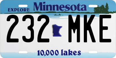 MN license plate 232MKE