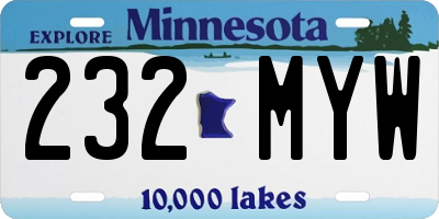 MN license plate 232MYW
