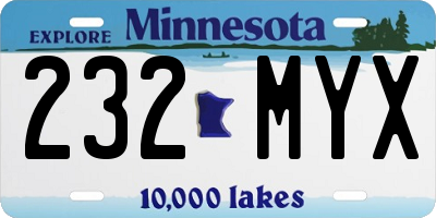 MN license plate 232MYX