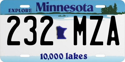 MN license plate 232MZA