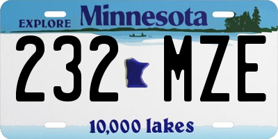 MN license plate 232MZE
