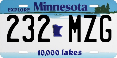 MN license plate 232MZG