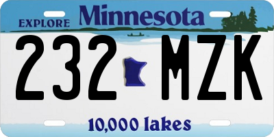MN license plate 232MZK