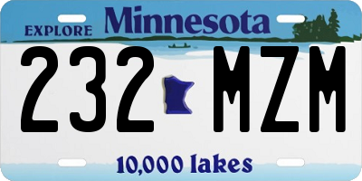 MN license plate 232MZM