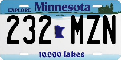 MN license plate 232MZN