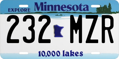 MN license plate 232MZR