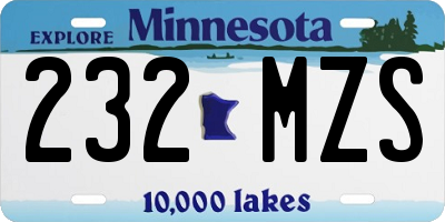 MN license plate 232MZS
