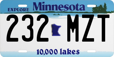 MN license plate 232MZT