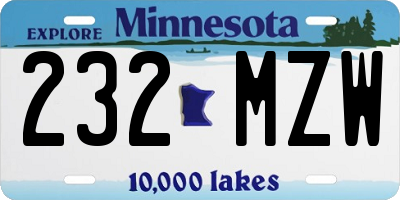 MN license plate 232MZW
