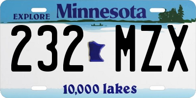 MN license plate 232MZX