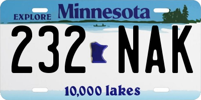MN license plate 232NAK