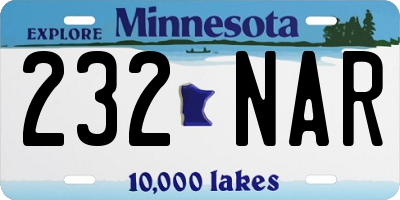 MN license plate 232NAR