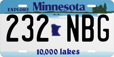 MN license plate 232NBG