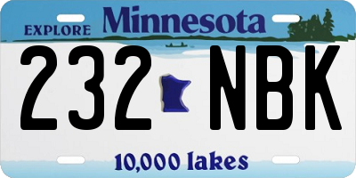 MN license plate 232NBK