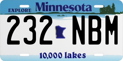 MN license plate 232NBM