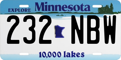 MN license plate 232NBW