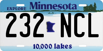 MN license plate 232NCL