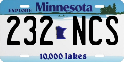 MN license plate 232NCS