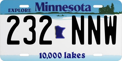 MN license plate 232NNW