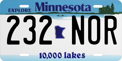 MN license plate 232NOR