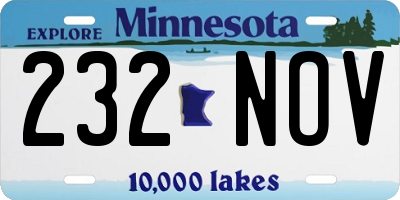 MN license plate 232NOV