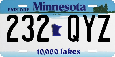 MN license plate 232QYZ