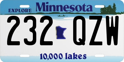 MN license plate 232QZW