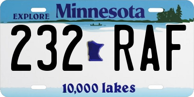 MN license plate 232RAF