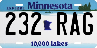 MN license plate 232RAG