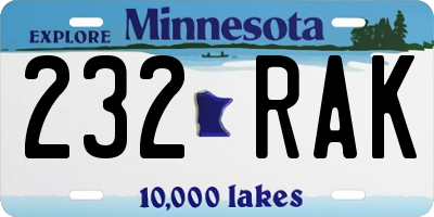 MN license plate 232RAK