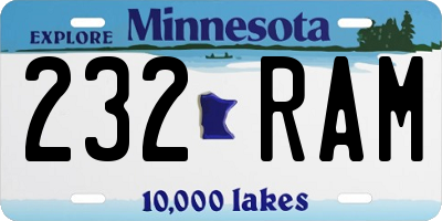 MN license plate 232RAM