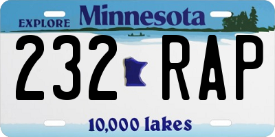 MN license plate 232RAP