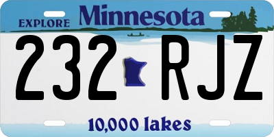 MN license plate 232RJZ