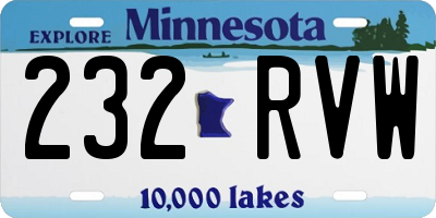 MN license plate 232RVW
