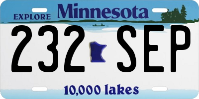 MN license plate 232SEP