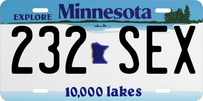MN license plate 232SEX